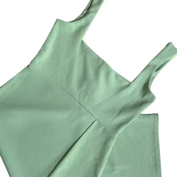 Nasty Gal Square Neck Split Hem Midi Sage Dress Size 4 - Picture 6 of 16